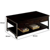 2 Drawer Wooden Coffee Table with Open Shelf Dark Brown By Casagear Home BM233788