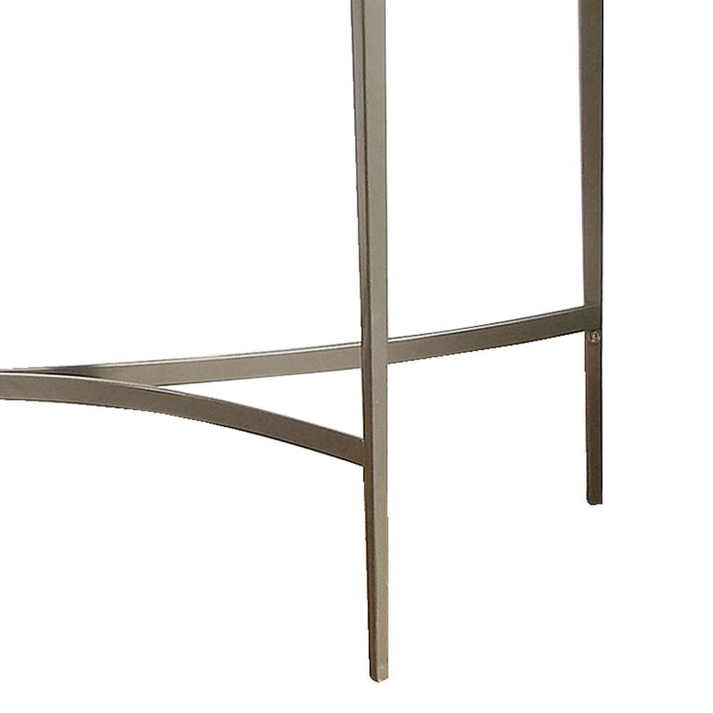 Semicircular Glass Top Sofa Table with Sleek Tapered Legs Silver By Casagear Home BM233795