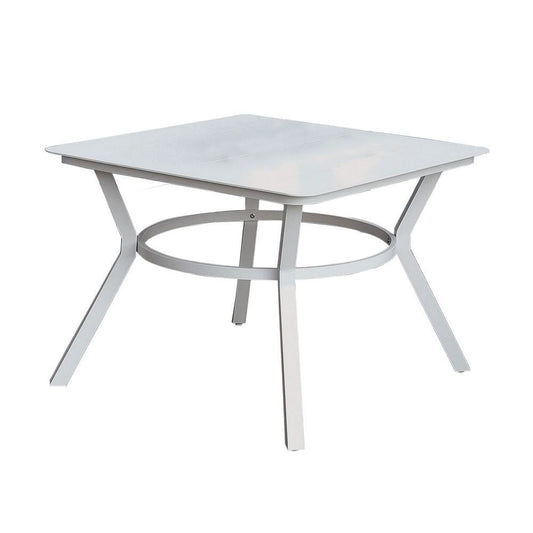 Plank Top Aluminum Patio Table with Flared Legs, White By Casagear Home