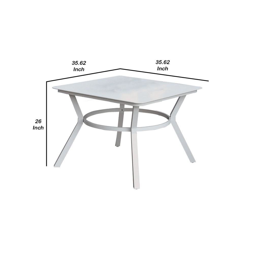 Plank Top Aluminum Patio Table with Flared Legs White By Casagear Home BM233798