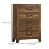 5 Drawer Wooden Chest with Grain Details Walnut Brown By Casagear Home BM233856