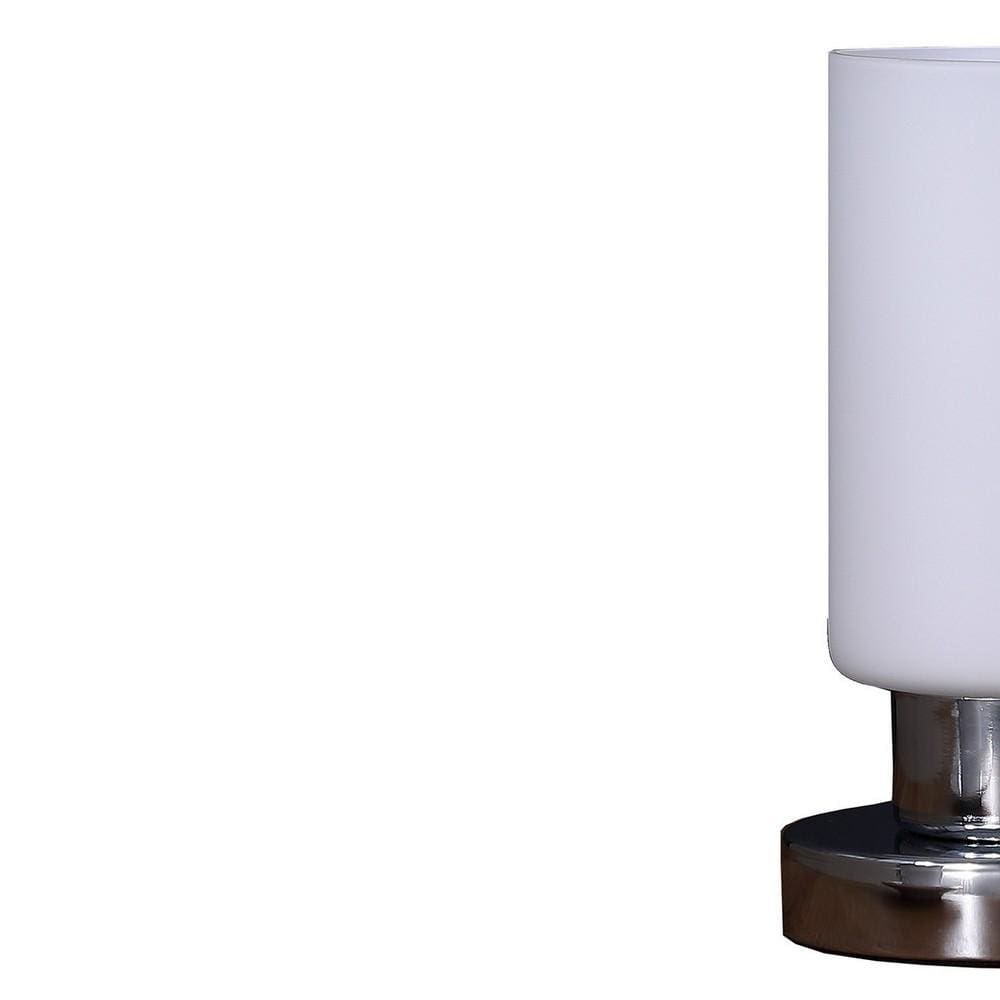 Cylindrical Glass Shade Table Lamp with Touch Switch White By Casagear Home BM233919