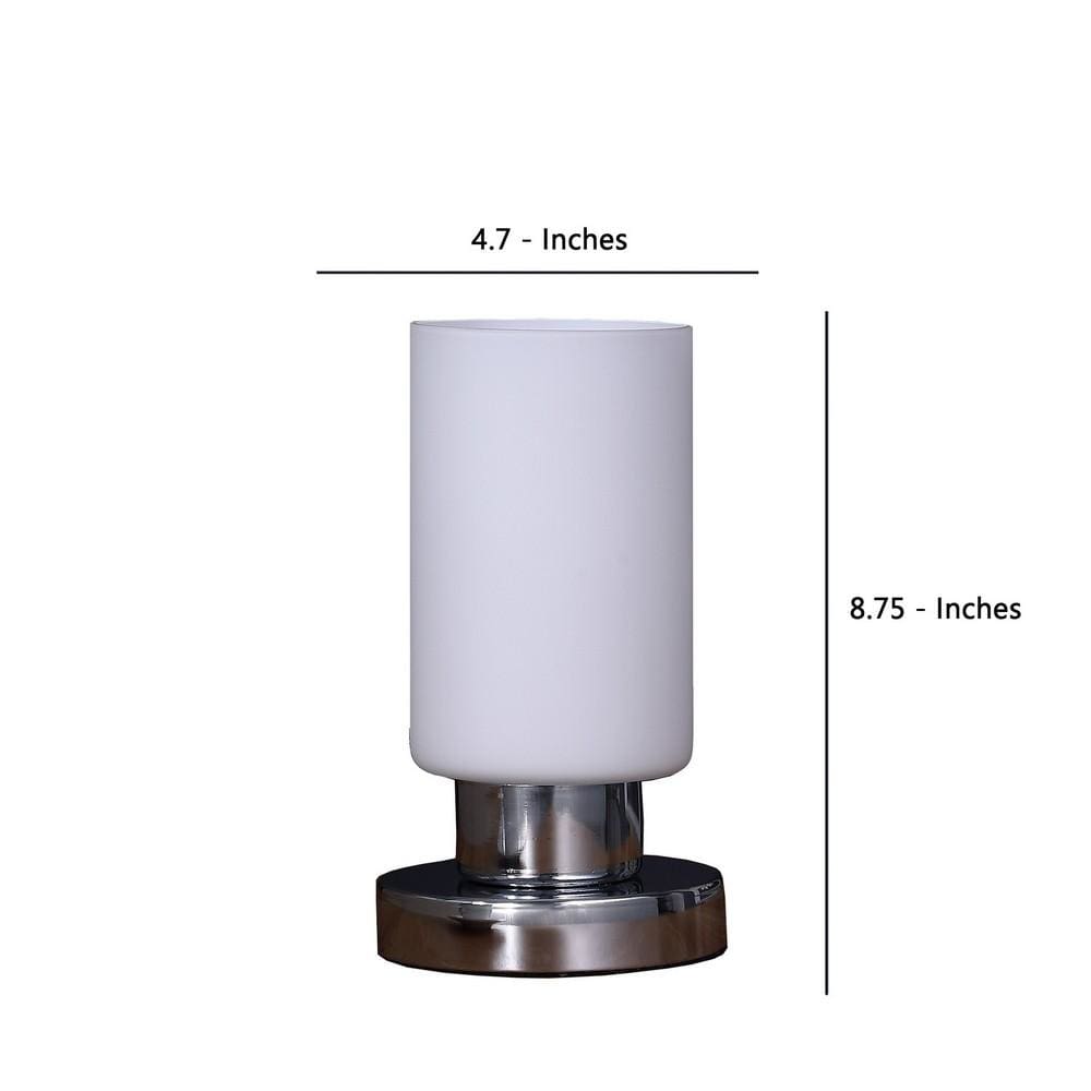 Cylindrical Glass Shade Table Lamp with Touch Switch White By Casagear Home BM233919