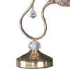 Metal Table Lamp with Floral Trumpet Shade and Crystal Accents Gold By Casagear Home BM233925