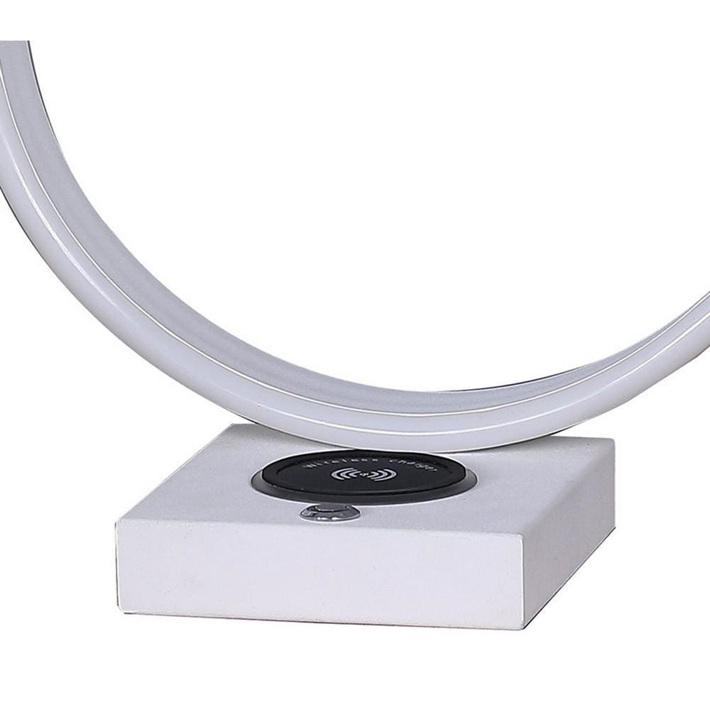 Metal C Shaped Table Lamp with USB Plugin White By Casagear Home BM233926