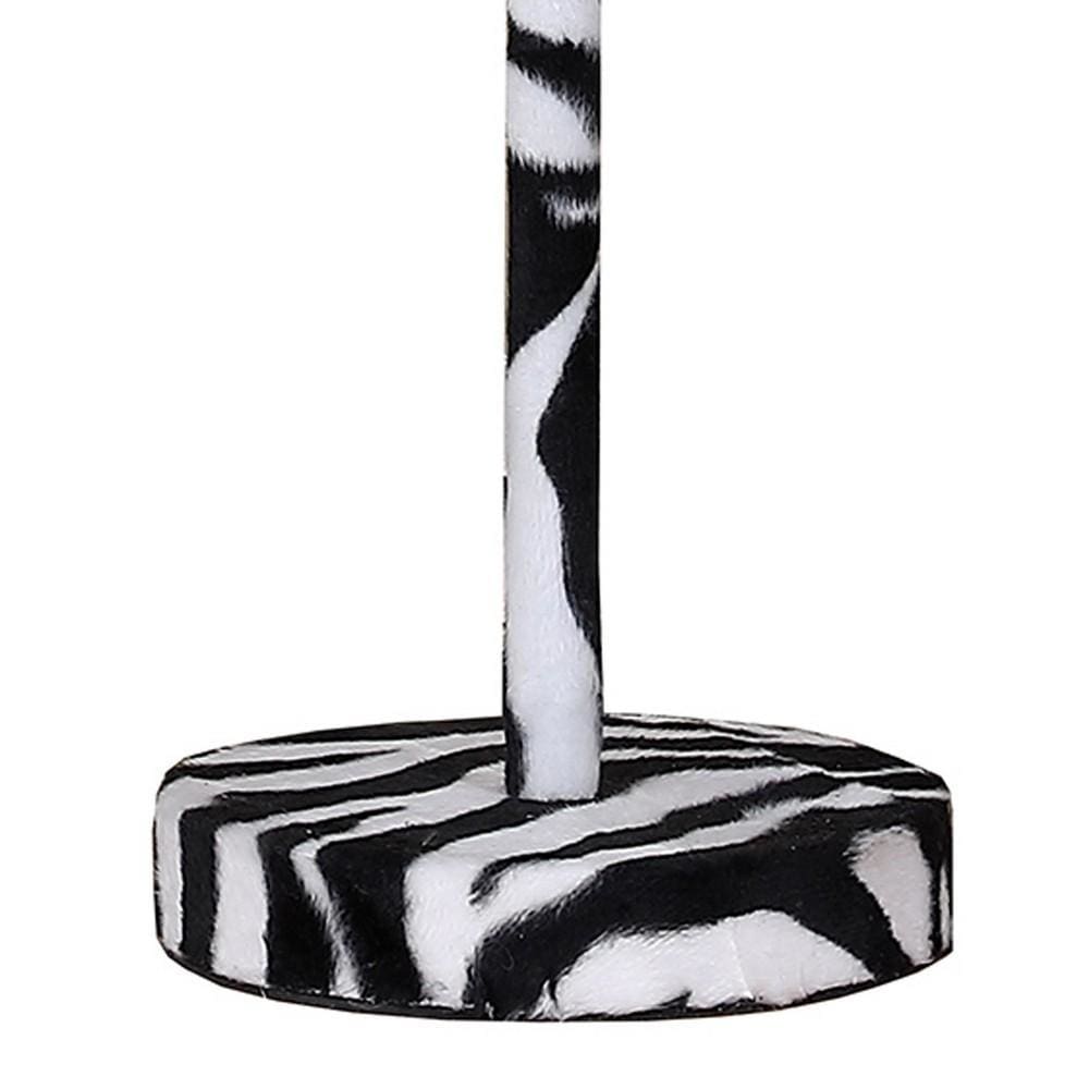 Fabric Wrapped Table Lamp with Animal Print White and Black By Casagear Home BM233929