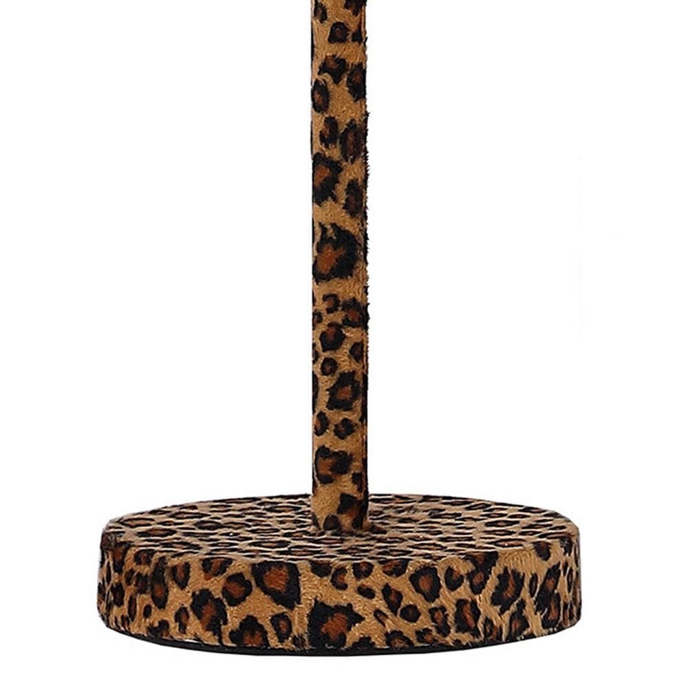 Fabric Wrapped Table Lamp with Dotted Animal Print Brown and Black By Casagear Home BM233930