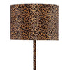 Fabric Wrapped Floor Lamp with Dotted Animal Print Brown and Black By Casagear Home BM233932