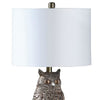 Polyresin Sitting Owl Design Table Lamp with Round Base Silver By Casagear Home BM233933