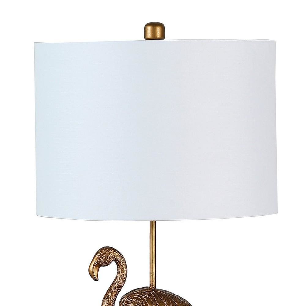 Polyresin Standing Flamingo Design Table Lamp with Round Base Gold By Casagear Home BM233934