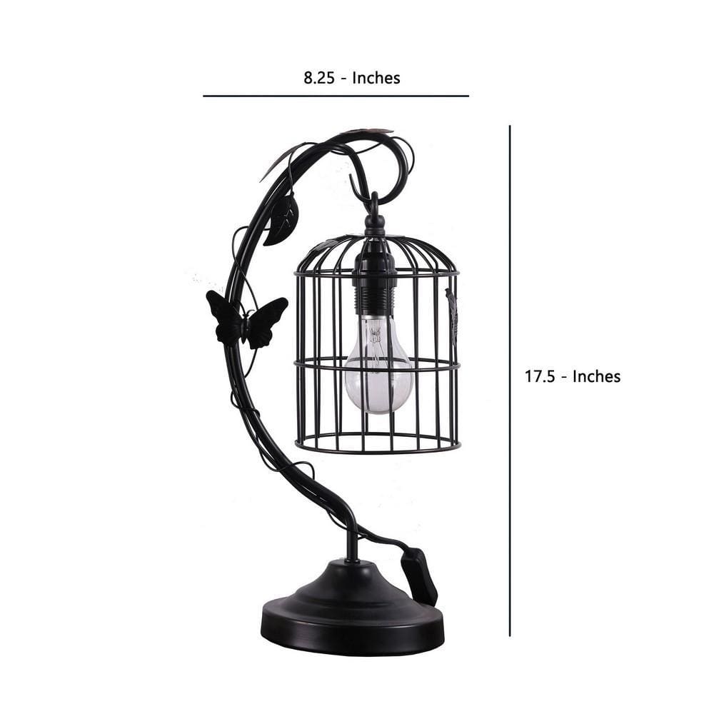 Arc Design Metal Table Lamp with Birdcage Shade Black By Casagear Home BM233938