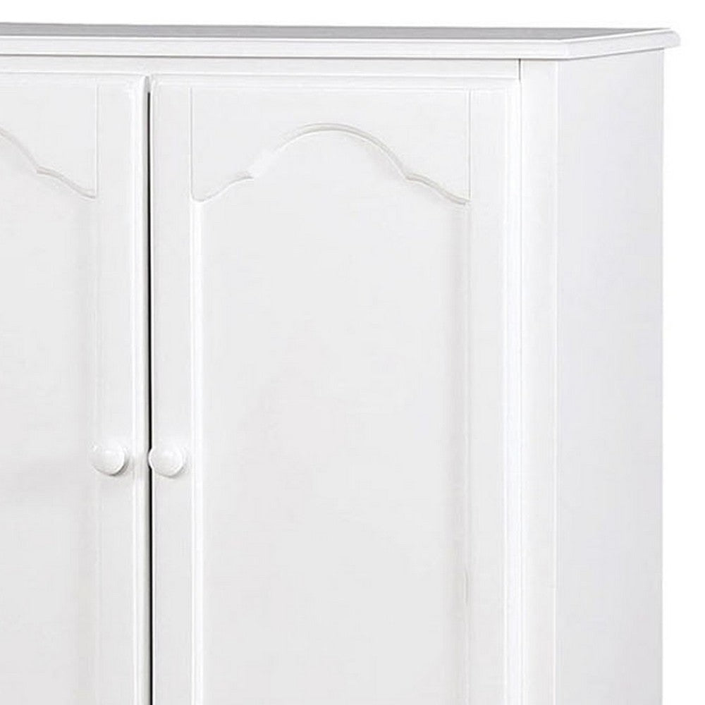 51 Inch 2 Drawer Wooden Armoire with Arched Base White By Casagear Home BM235459