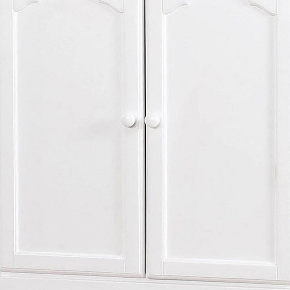 51 Inch 2 Drawer Wooden Armoire with Arched Base White By Casagear Home BM235459