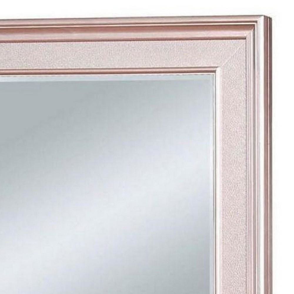 64 Inch Contemporary Style Wooden Frame Mirror Rose Pink By Casagear Home BM235460