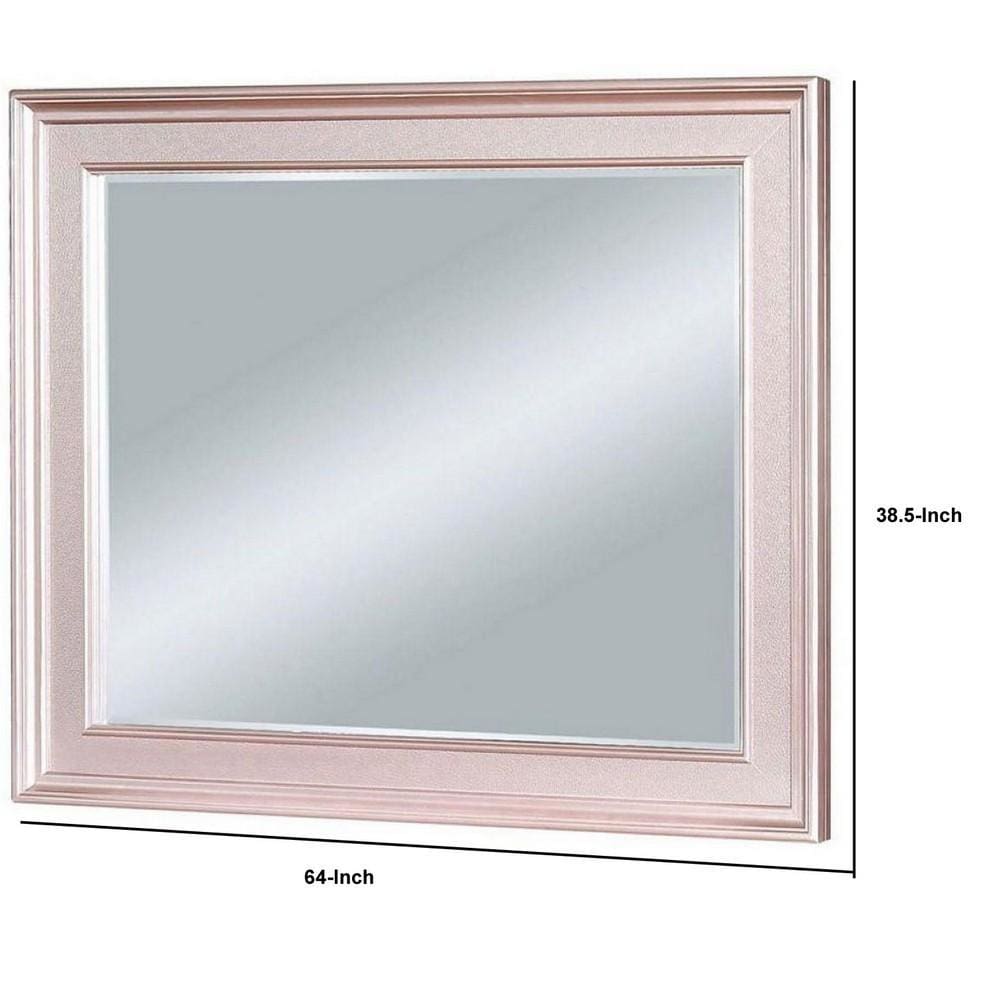 64 Inch Contemporary Style Wooden Frame Mirror Rose Pink By Casagear Home BM235460