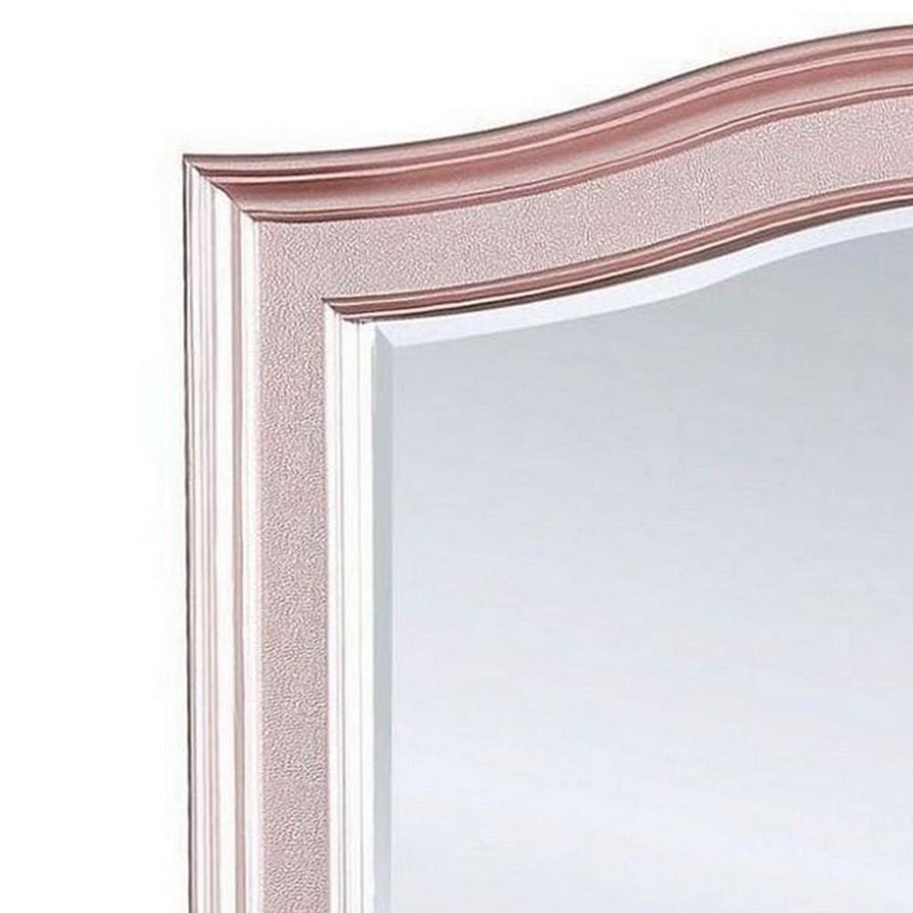 46 Inch Contemporary Style Wooden Frame Mirror Rose Pink By Casagear Home BM235461