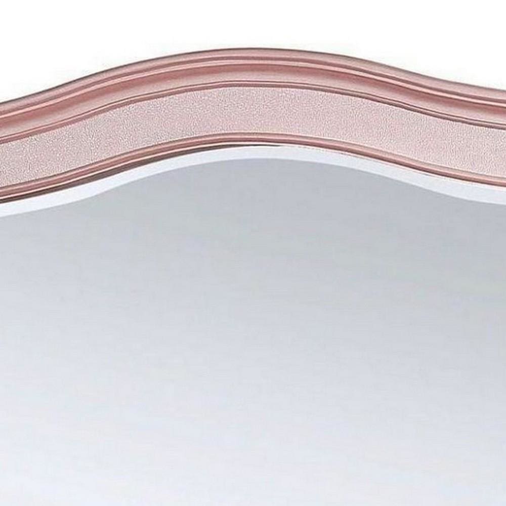 46 Inch Contemporary Style Wooden Frame Mirror Rose Pink By Casagear Home BM235461