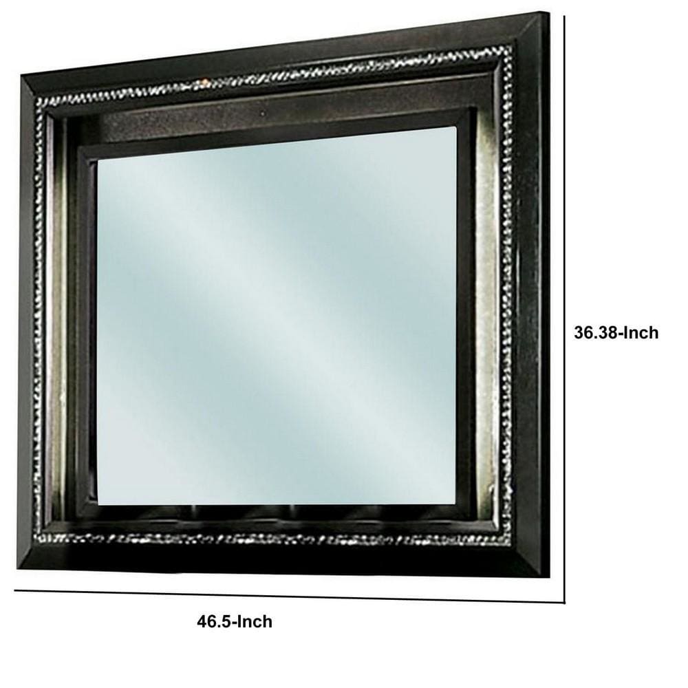 46 Inch Contemporary Style Wooden Mirror Metallic Gray By Casagear Home BM235480