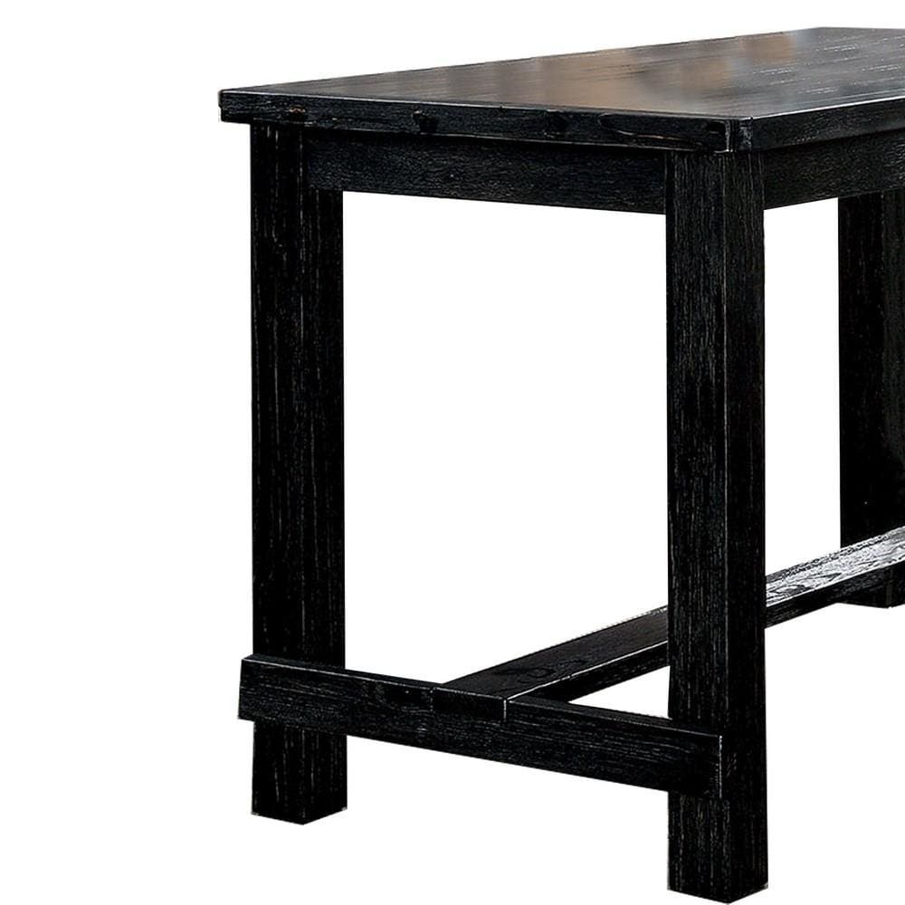 Rectangular Counter Height Table with Block Legs Antique Black By Casagear Home BM235496