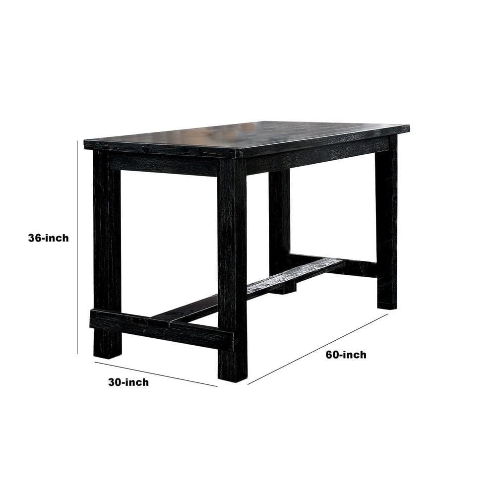 Rectangular Counter Height Table with Block Legs Antique Black By Casagear Home BM235496