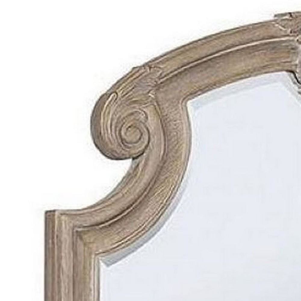 47.25 Inches Crown Top Molded Mirror Natural Brown By Casagear Home BM235530