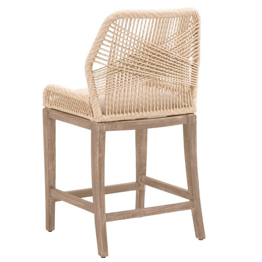 Intricate Rope Weaved Padded Counter Stool Beige and Brown By Casagear Home BM235552