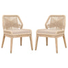 Intricate Rope Weaved Padded Dining Chair, Set of 2, Beige and Brown By Casagear Home