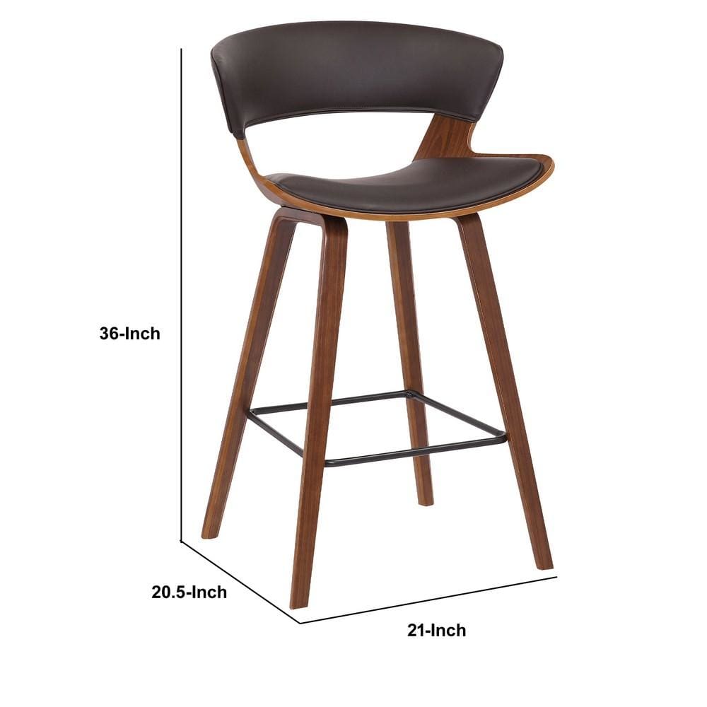 27 Inches Saddle Seat Leatherette Counter Stool Brown By Casagear Home BM236363