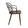 Metal Frame Side Chair with Open Backrest Black and Brown By Casagear Home BM236435