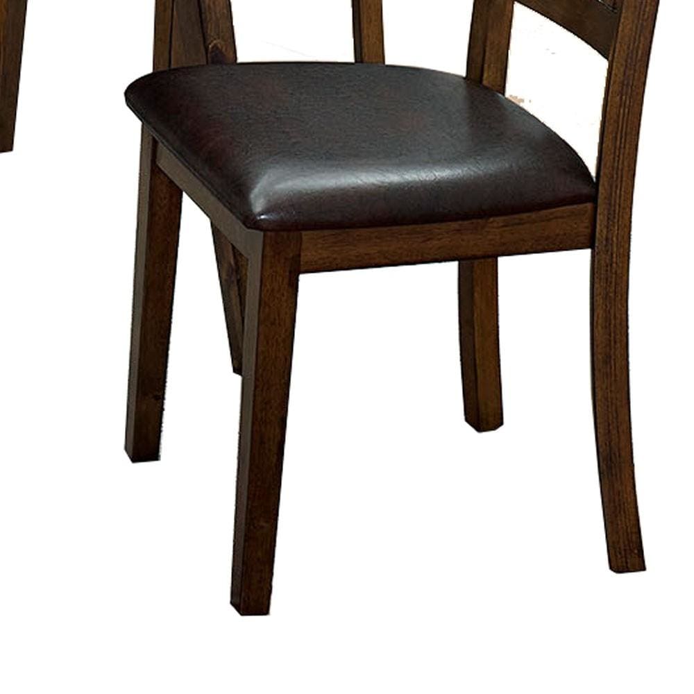 Wooden Dining Table with Ladder Back Style Chairs Set of 5 Brown By Casagear Home BM236574