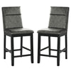 Wooden Counter Height Chairs with Padded Backrest, Set of 2, Gray and Black By Casagear Home