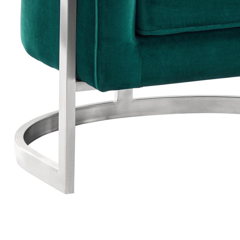 18 Inch Velvet Upholstered Curved Modern Accent Chair Green - BM236855 By Casagear Home BM236855