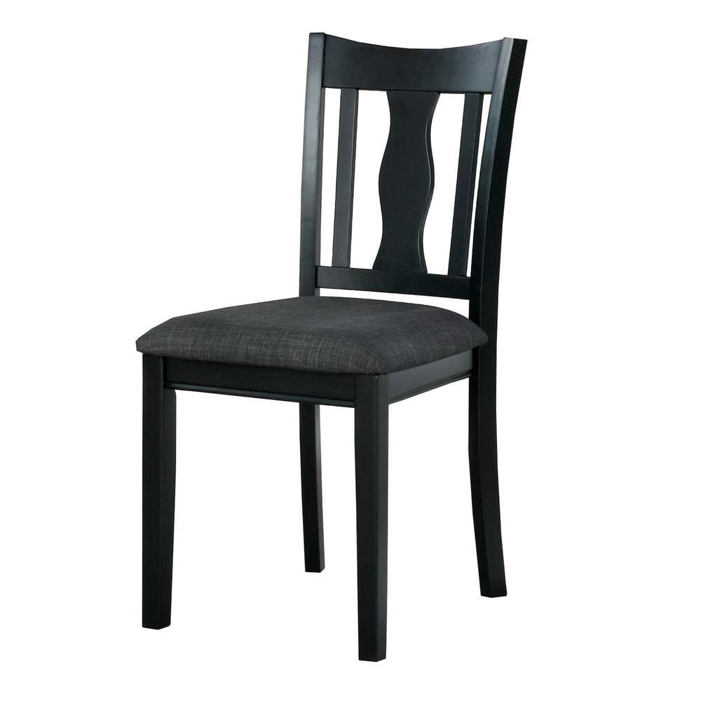 Wooden Side Chair with Fiddle Design Back, Set of 2, Black - BM237157 By Casagear Home