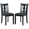 Wooden Side Chair with Fiddle Design Back, Set of 2, Black - BM237157 By Casagear Home