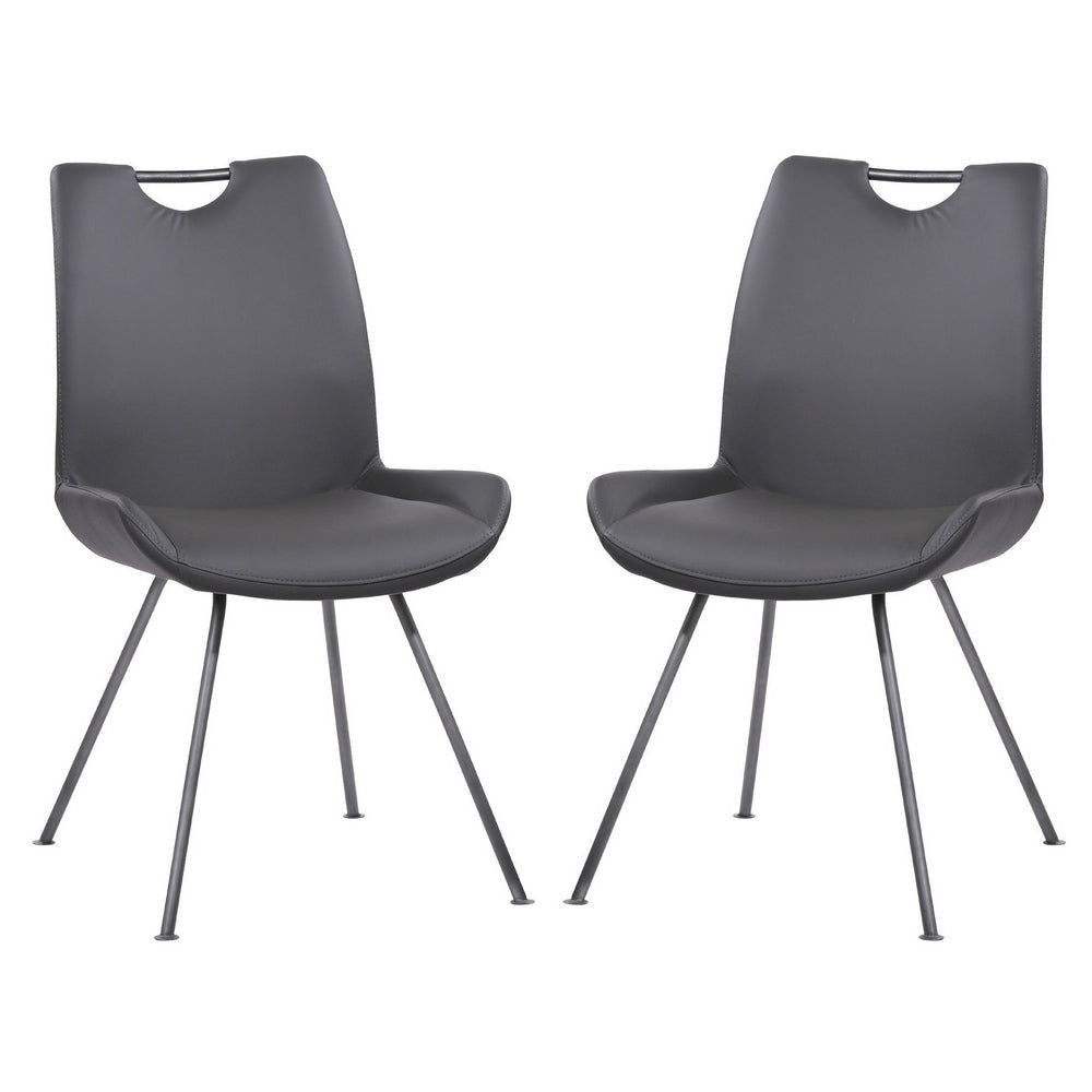 Curved Back Dining Chair with Bucket Design Seat, Set of 2, Dark Gray - BM237188 By Casagear Home