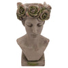 22 Inches Resin Lady Bust with Floral Designed Head, Gray By Casagear Home