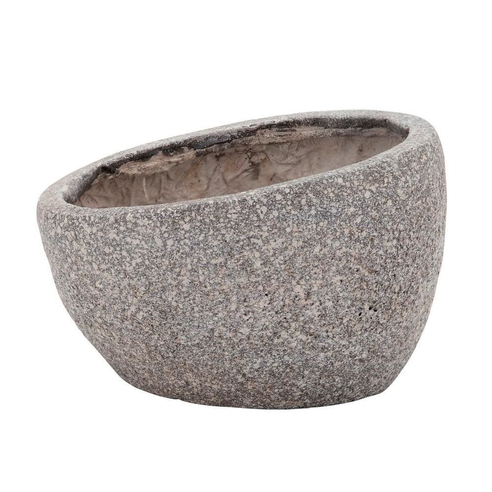 8 Inches Resin Half Face Textured Planter Taupe Gray By Casagear Home BM238220