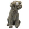 15 Inches Resin Sitting Dog Accent Decor with Solar Antique Gold By Casagear Home BM238229