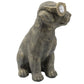 15 Inches Resin Sitting Dog Accent Decor with Solar Antique Gold By Casagear Home BM238229