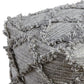 16 Inches Woolen Pouf with Hand Woven Diamond Fringe Gray - BM238353 By Casagear Home BM238353