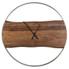 36 Inches Wall Clock with Faux Live Edge Design Brown and Silver - BM238388 By Casagear Home BM238388