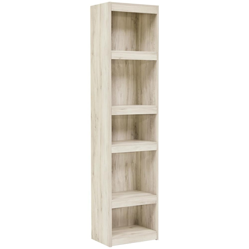 72 Inches 5 Tier Wooden Pier with Adjustable Shelves Washed White - BM238401 By Casagear Home BM238401