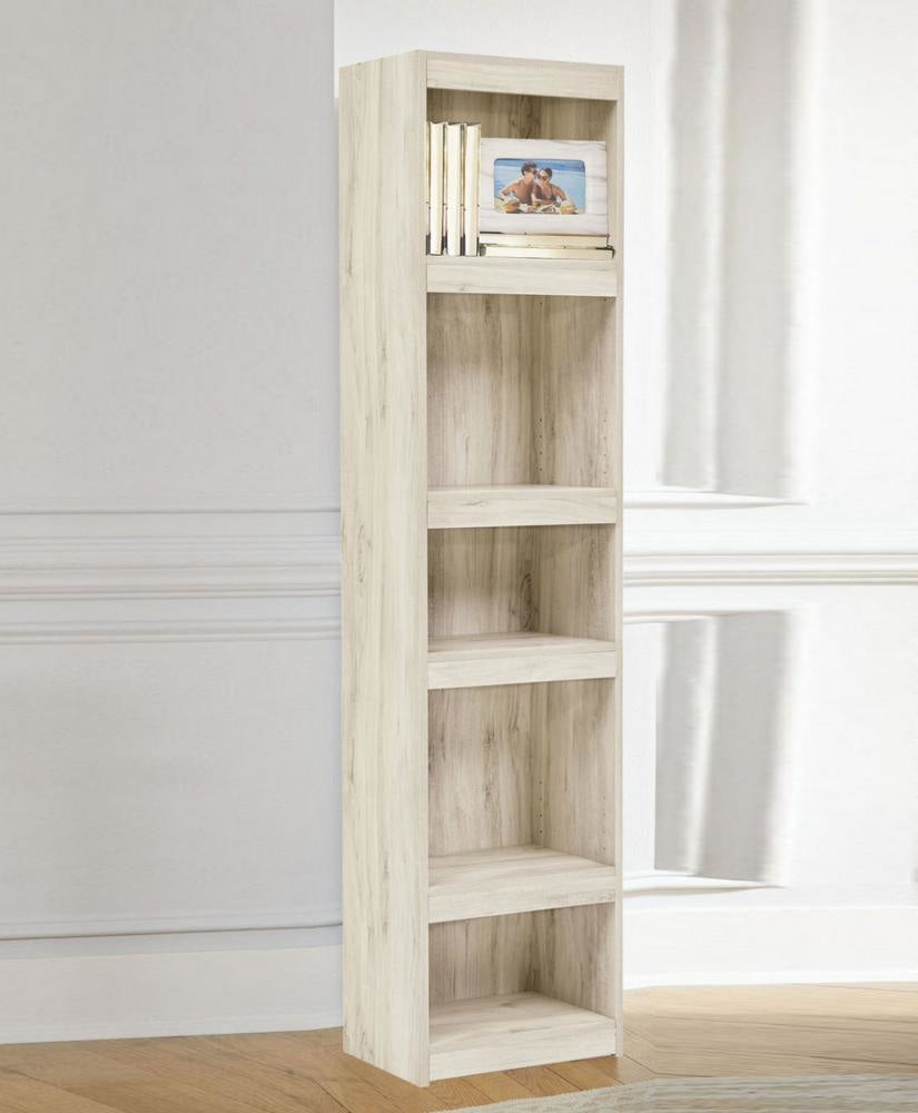 72 Inches 5 Tier Wooden Pier with Adjustable Shelves, Washed White - BM238401 By Casagear Home