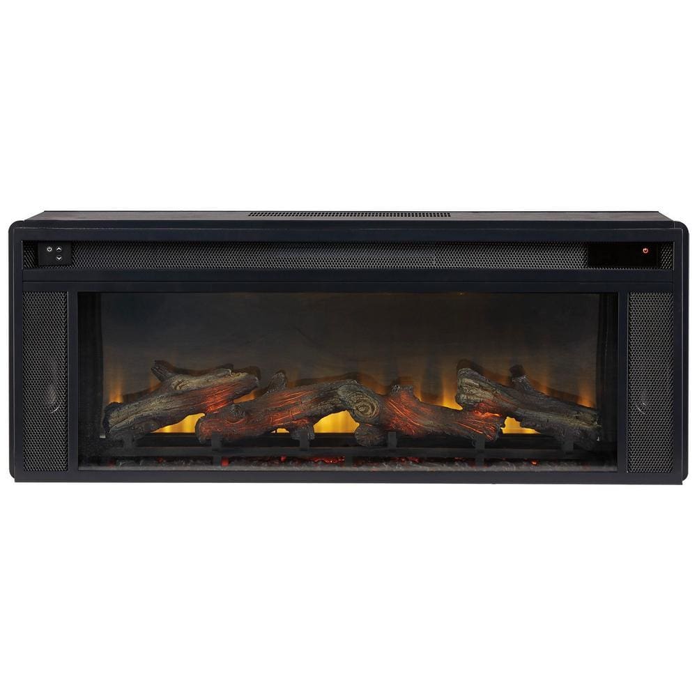 43 Inches Electric Fireplace Insert with Log Set Look Black - BM238418 By Casagear Home BM238418