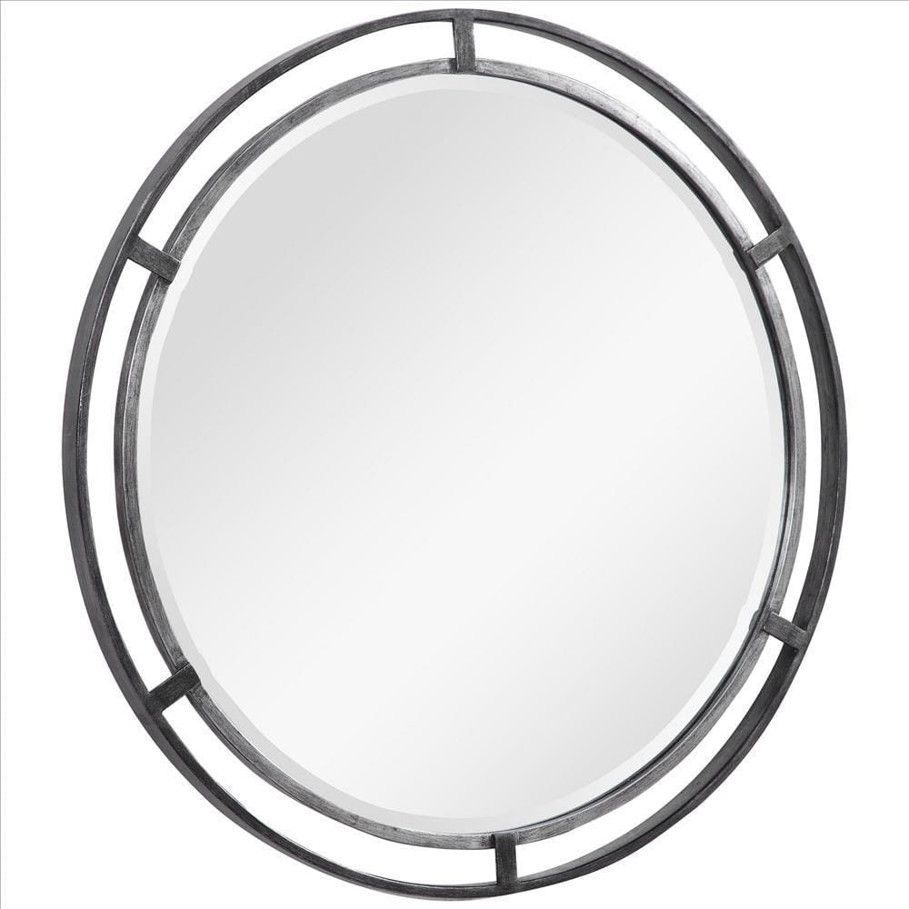 30 Inches 3 Dimensional Round Metal Frame Wall Mirror Silver By Casagear Home BM239361