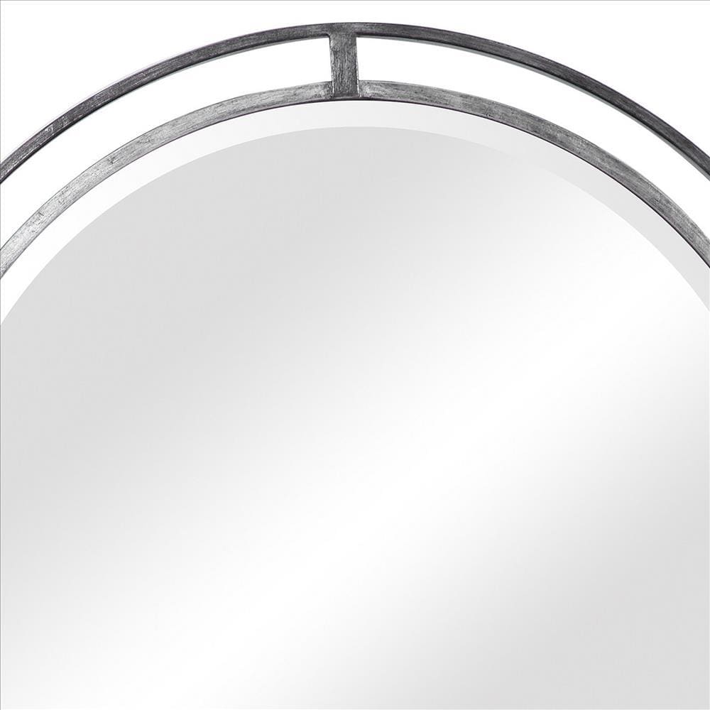 30 Inches 3 Dimensional Round Metal Frame Wall Mirror Silver By Casagear Home BM239361