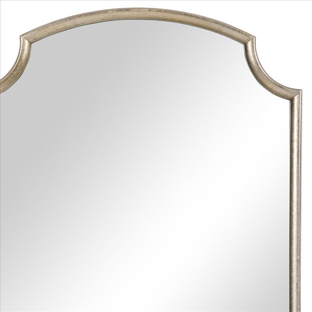 28 Inches Arched Top Accent Mirror with Concave Corners Gold By Casagear Home BM239365