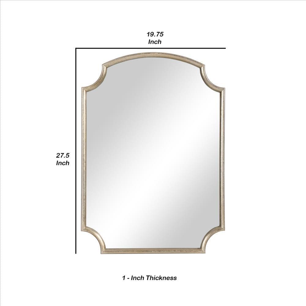 28 Inches Arched Top Accent Mirror with Concave Corners Gold By Casagear Home BM239365