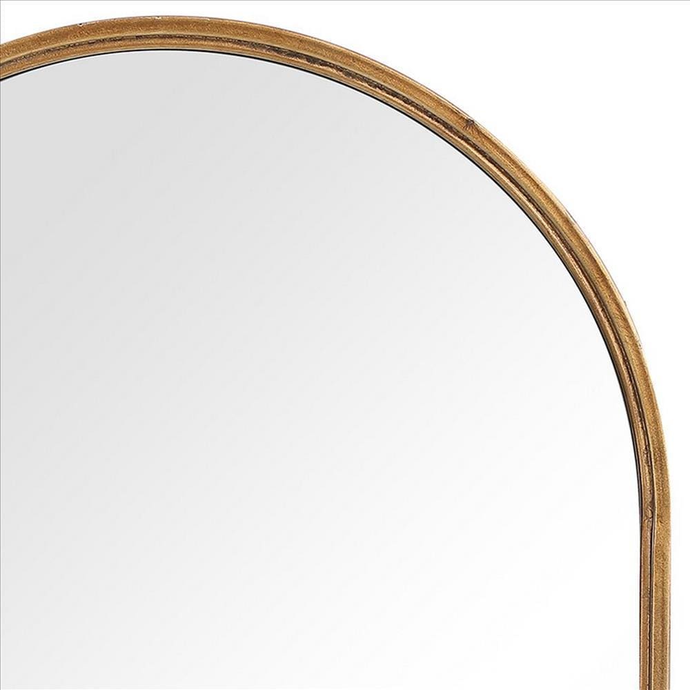 39 Inches Arched Top Metal Frame Accent Mirror Gold By Casagear Home BM239371