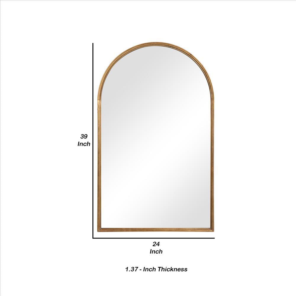 39 Inches Arched Top Metal Frame Accent Mirror Gold By Casagear Home BM239371